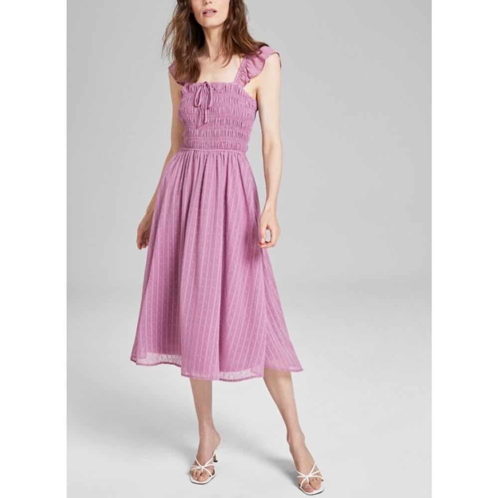 And Now This Women's Smocked Ruffle-Strap Midi Dress Saxifrage Size S
